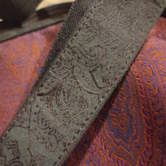 Robert Graham Stellen Rucksack Silk & Leather Backpack Paisley Red & Purple - Picture 5 of 13